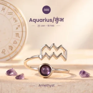 Aquarius Zodiac Ring with Amethyst