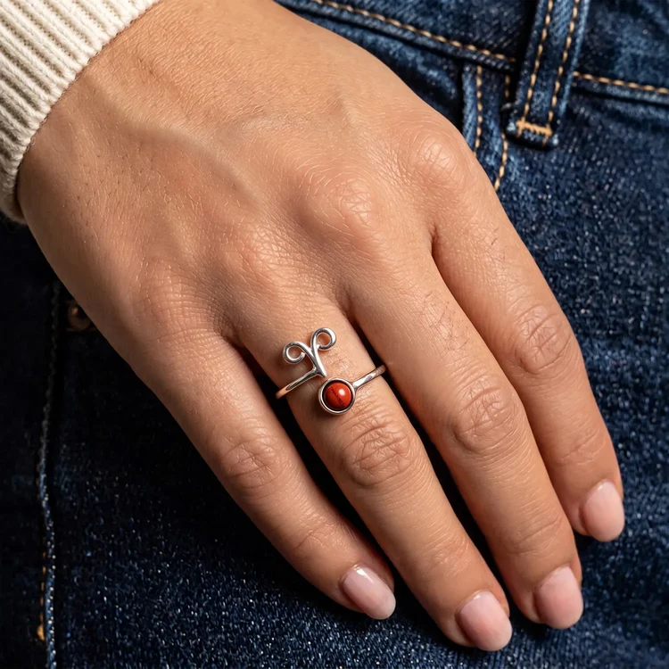 Aries Zodiac Ring with Red Jasper - Image 2