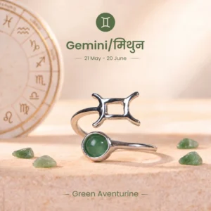 Gemini Zodiac Ring with Green Aventurine