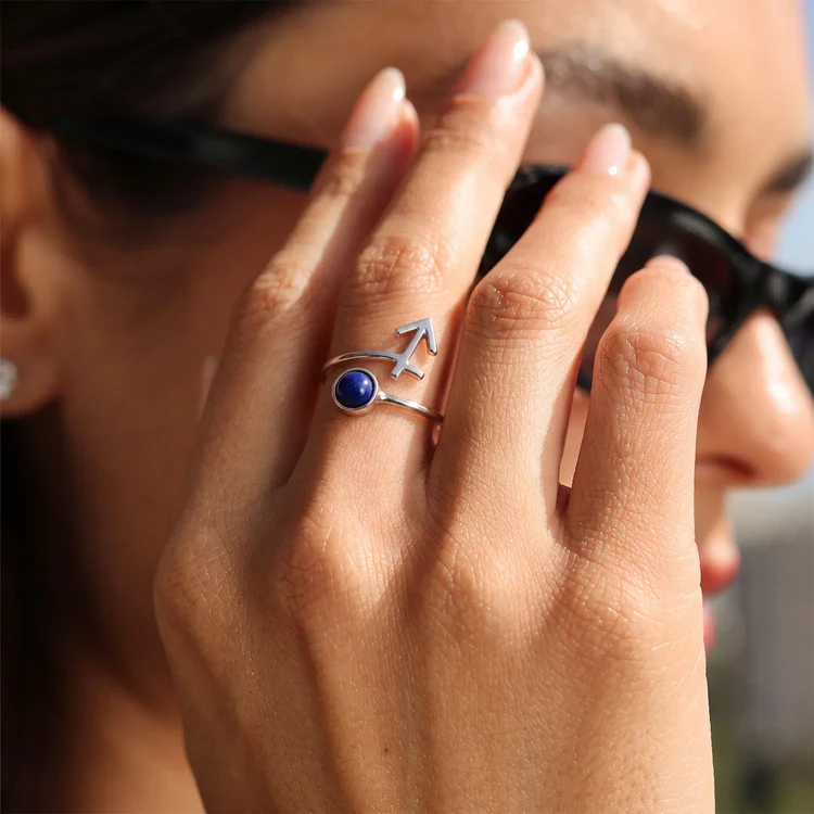 Sagittarius Zodiac Ring with Lapis Lazuli - Image 2
